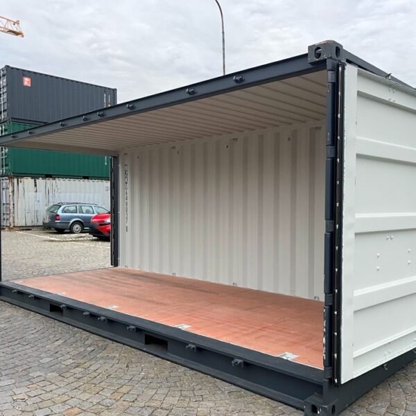 Otevřený boční kontejner 20′ RAL 7016